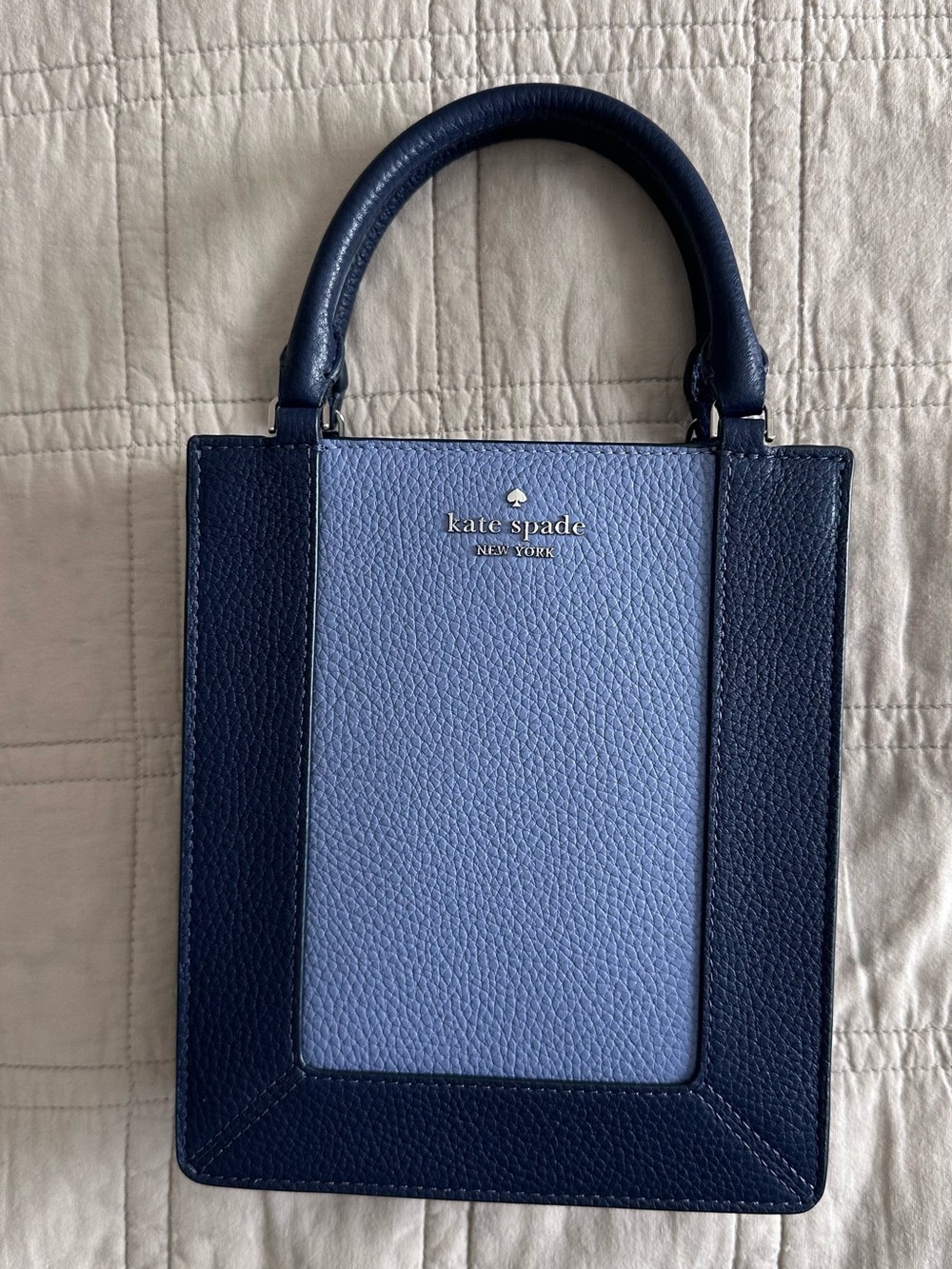 kate spade Two-Tone Navy and Light Blue Pebbled Leather Satchel